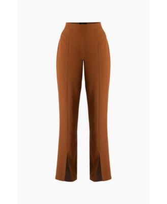 Women's Straight-Leg Trousers with Leg Slits