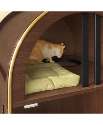 37.4" Cat Litter Box Enclosure Furniture, 2-in-1 Hidden Bed with Storage,Brown