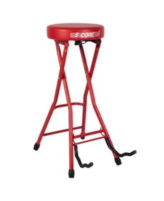 Guitar Stool 3.15" Padded Chair Foldable Heavy Duty Music Seat Built in Foot Rest Guitar Stand