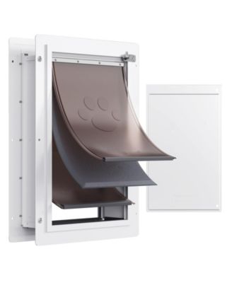 Large Wall Pet Door with Metal Frame & Lock, 14.25" x 21.1", 3-Flap Weatherproof Design