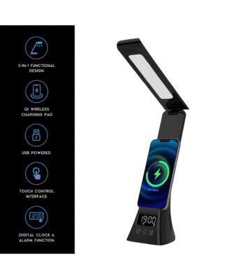Smart Home Essentials Bundle: All-in-One Alarm Clock & 3-in-1 LED Desk Lamp with Wireless Charging
