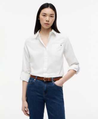 Women's Classic Poplin Roll-Tab Long-Sleeve Shirt