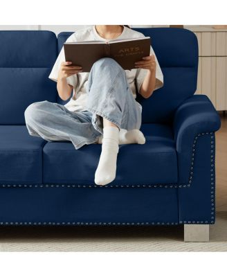 Streamdale  Furniture  82" Modern Snowfleece 3-Seater Sofa, Blue