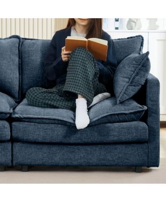 Modular Sectional Sofa, 130.7" U Shaped Couch Set, 4-Seater Comfy Cloud Couches, Blue