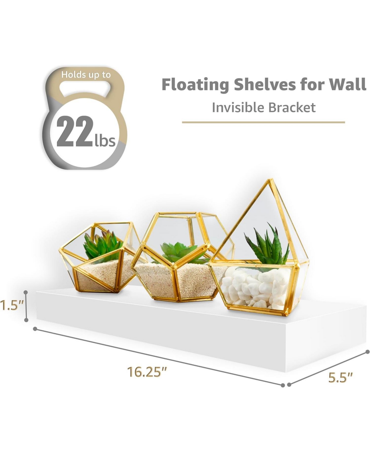 Sorbus 2 Pack 16 Inch Rectangle Wall Mounted Floating Shelves - for Home Decor to Display Trophies, Books, Frames, and more