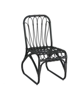 Set of 2 Outdoor PE Wicker Dining Chairs Washable Cushions Rust Resistant Iron Frame for Backyard Poolside Garden Patio
