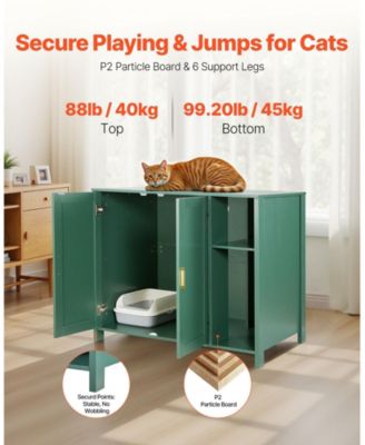 41.3" Litter Box Enclosure Cabinet with Drawer, Detachable Divider, and Built-In Power Outlet, Fits Most Smart Litter Boxes