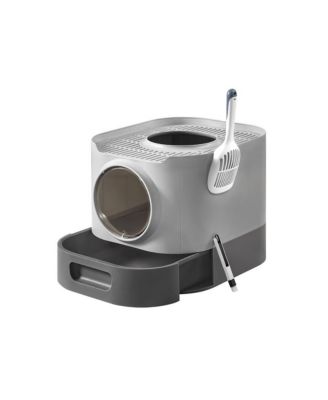 XL Enclosed Cat Litter Box with Slide-Out Tray, Grate Top, Leak-Resistant Base, 3-Mode Door