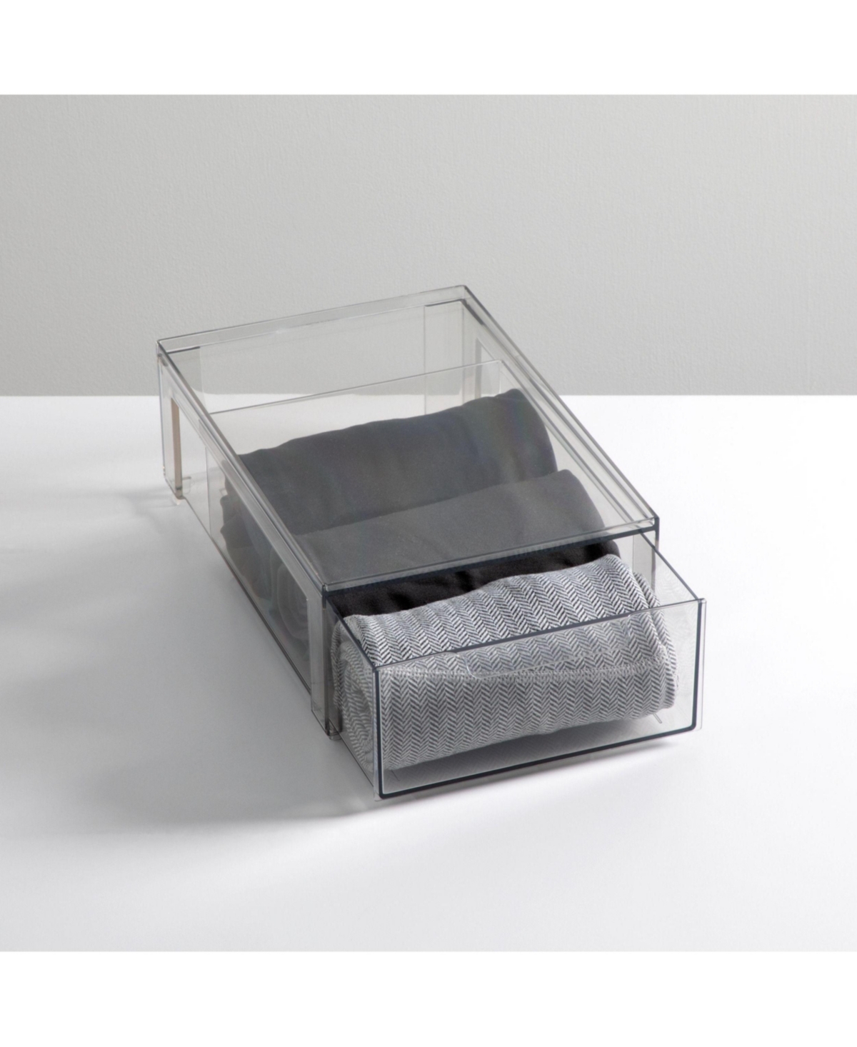 mDesign Stackable Pull-Out Sliding Storage Drawer - Set of 4 - Clear