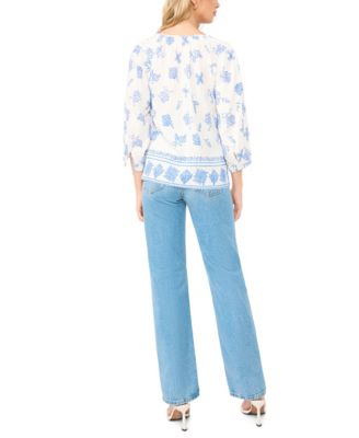 Women's Tie-Neck Peasant Blouse