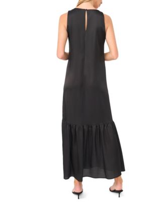 Women's Crewneck Drop Waist Tiered Maxi Dress