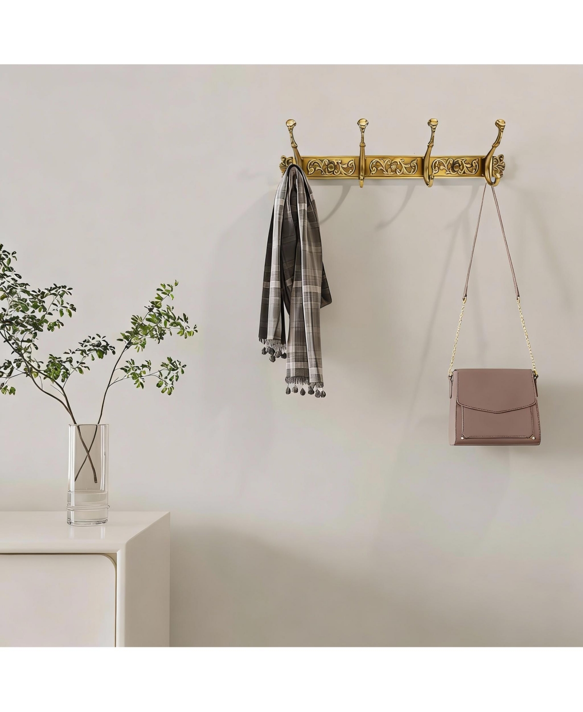 Yigii Vintage Aluminum Coat Rack with Rust-Resistant Hooks for Heavy Loads