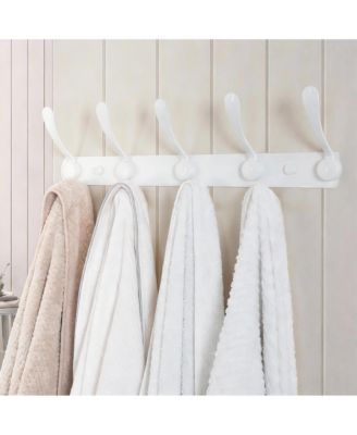 Heavy Duty 5-Tri Hook Wall Rack, Stainless Steel, White, Easy Install