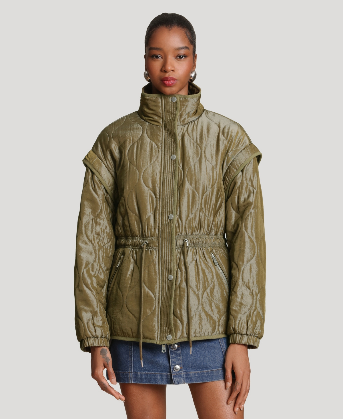 Avec Les Filles Women's Quilted Anorak Jacket