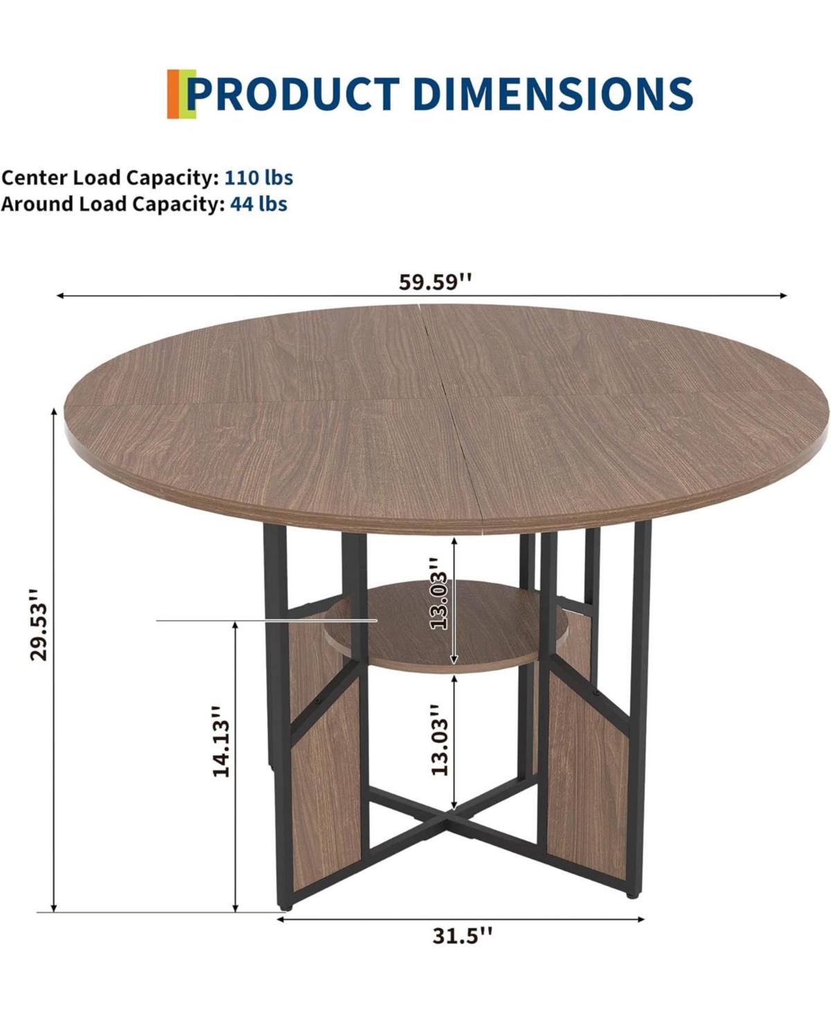 Gaomon Kitchen Table 47 Inch Round Dining Table for 4-6 Person Farmhouse Kitchen Table