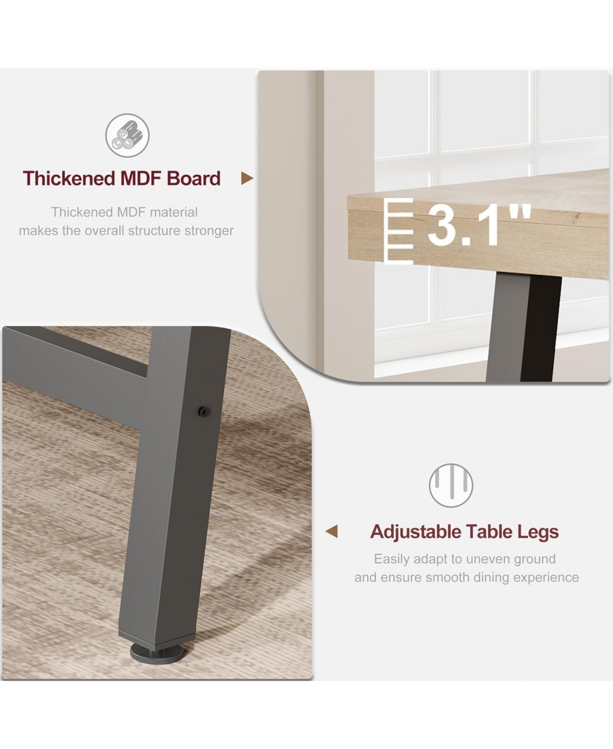 Gaomon Kitchen Table Large Rustic Wood Dining Table for Dining Room, Home Office, Living Room