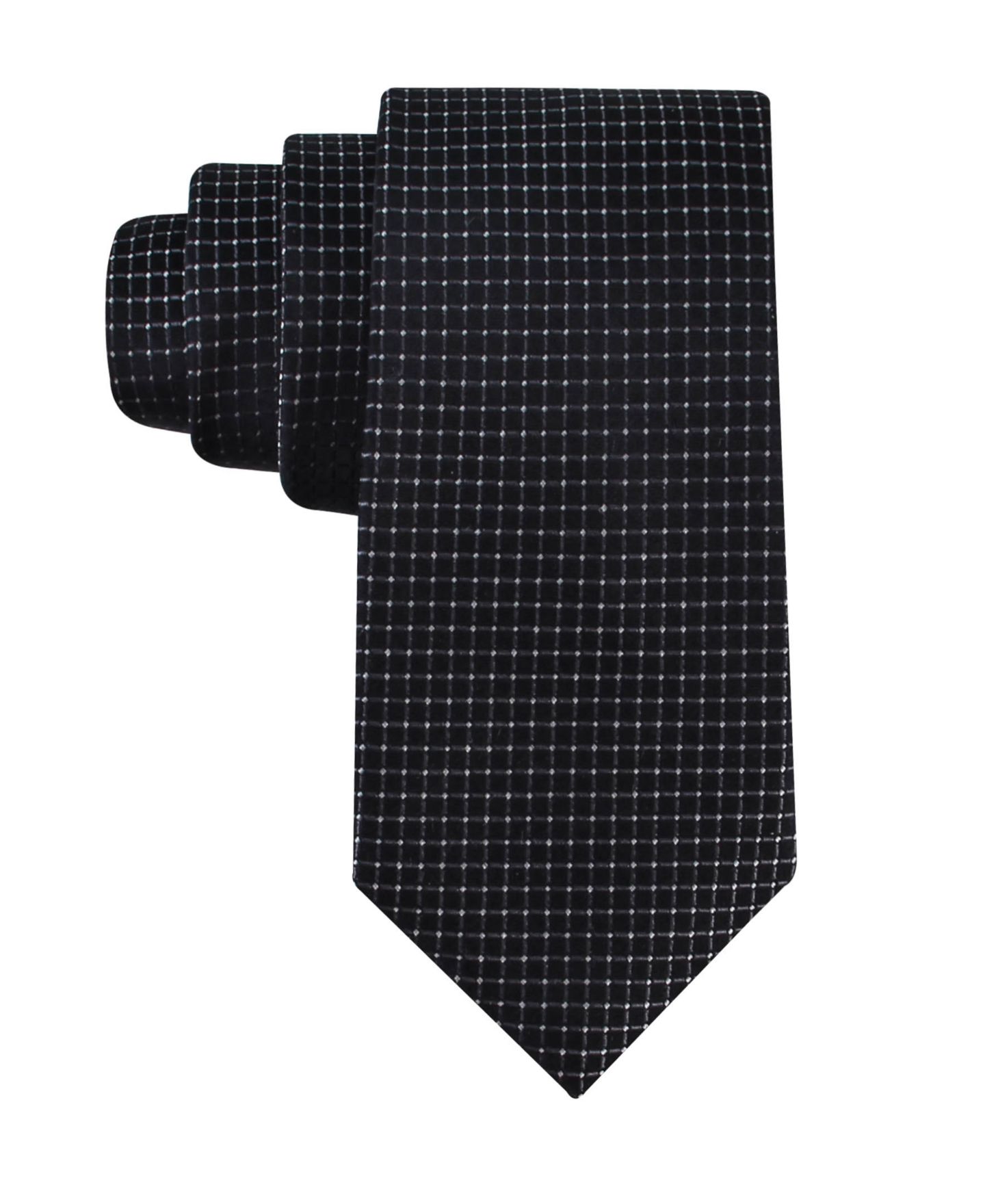 Мужской галстук Calvin Klein Grid Pattern Silk Tie, цвет: Чёрный — фото 1