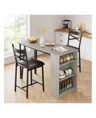 Kitchen Table 3Piece 36in Wooden Counter Height Dining Table Setfor Dining Room, Home Office, Living Room