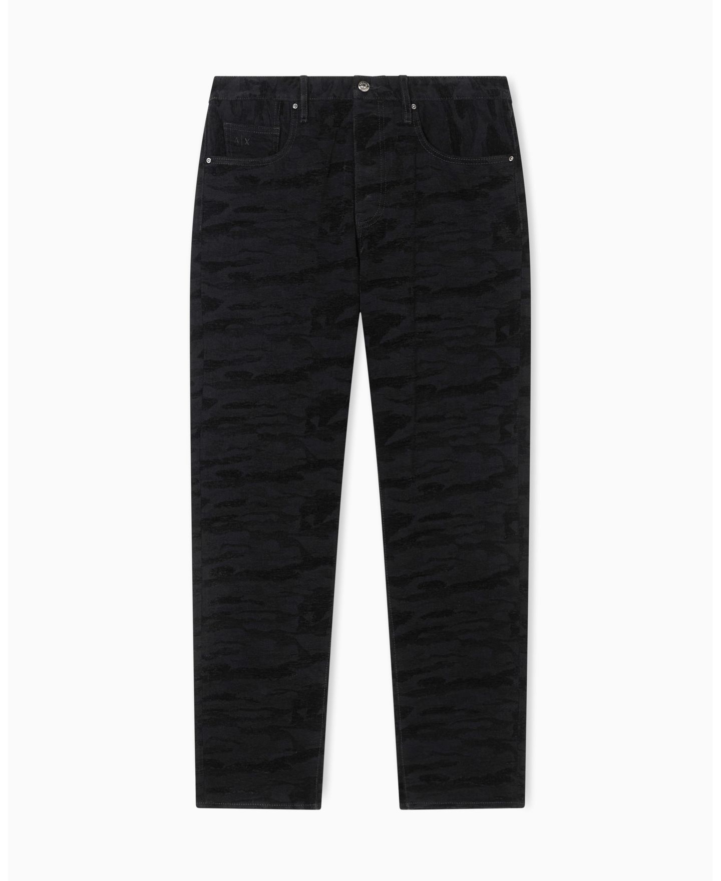Мужские джинсы A|X Armani Exchange J82 Loose Tapered Camouflage Jacquard Denim Jeans, цвет: Чёрный — фото 5