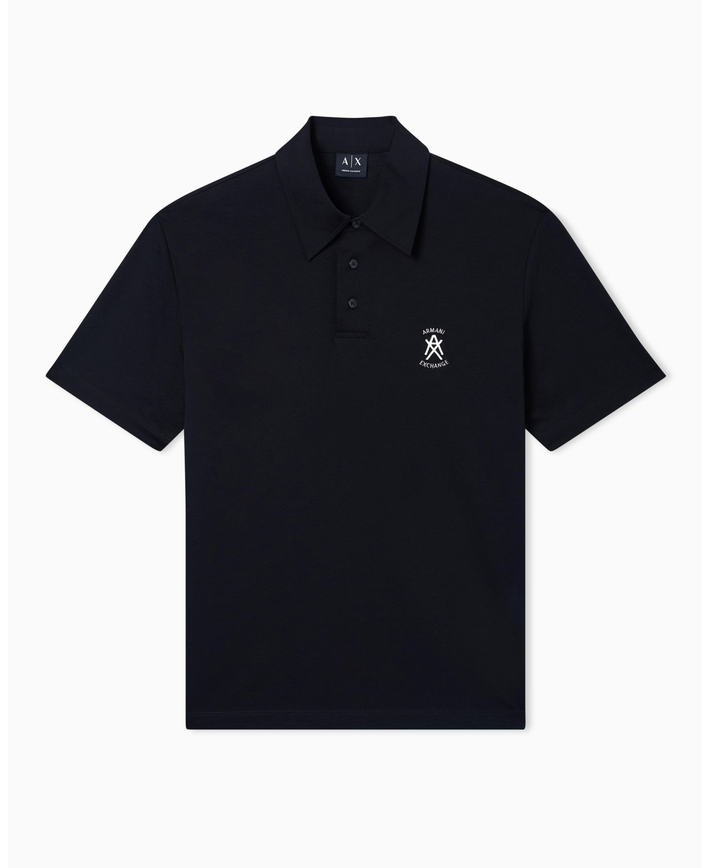 Мужское поло A|X Armani Exchange Short Sleeve Mercerized Cotton Logo Polo Shirt, цвет: Чёрный — фото 4