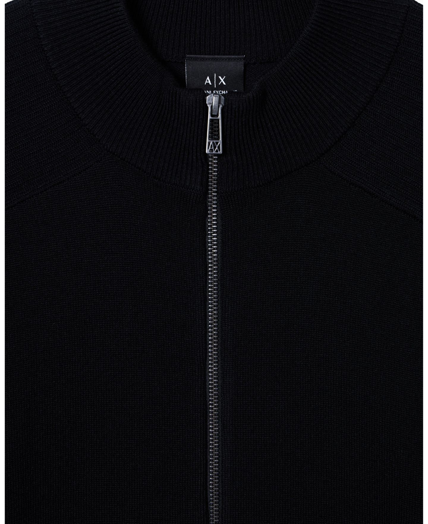 Мужской кардиган A|X Armani Exchange Ribbed Full Zip Cardigan, цвет: Чёрный — фото 10
