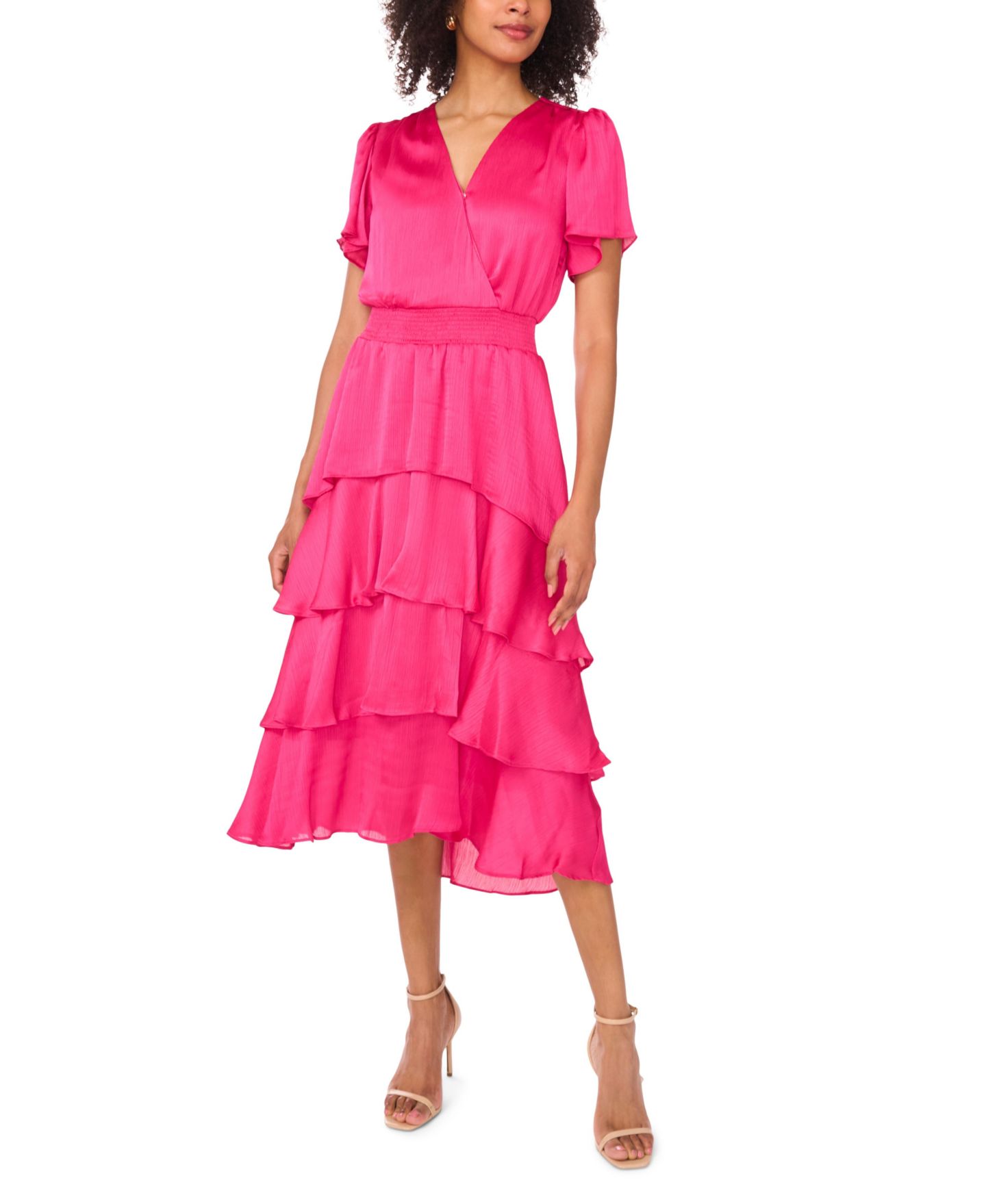 Женское платье Vince Camuto V-Neck Short-Sleeve, цвет: Фиолетовый — фото 1