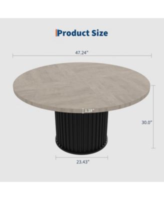 Kitchen Table 47Inch Round Dining Table for 4-6 People Grey Dining Room Table