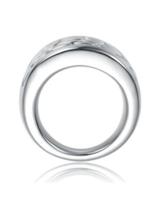 Timeless White Gold Plated Pebble Pattern Textured Band Ring