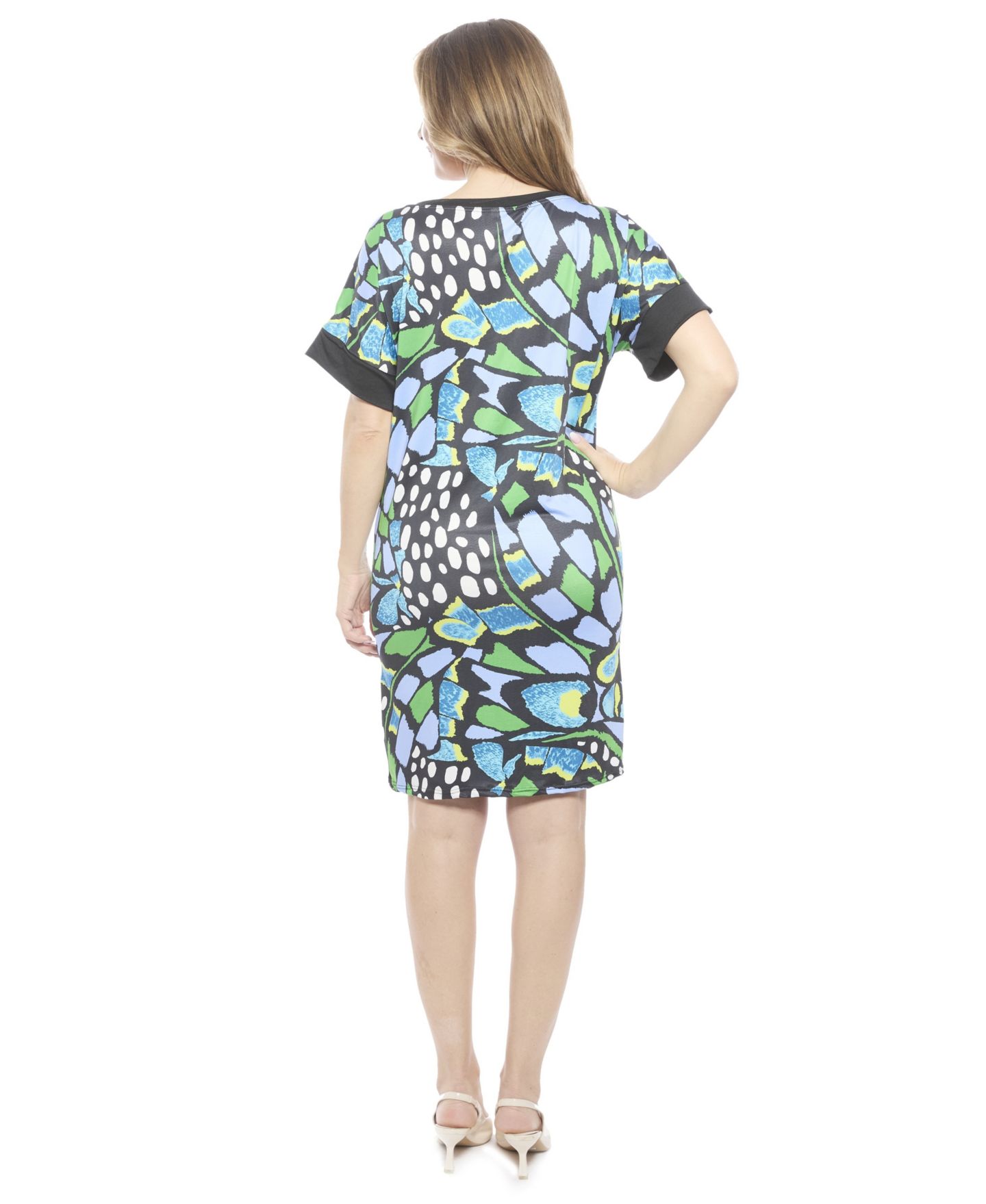 Женское платье 24seven Comfort Apparel Butterfly Short-Sleeve Knee Length T-Shirt, цвет: С принтом — фото 3