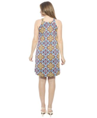 Women's Floral Knee Length Paisley Sleeveless Keyhole Dress