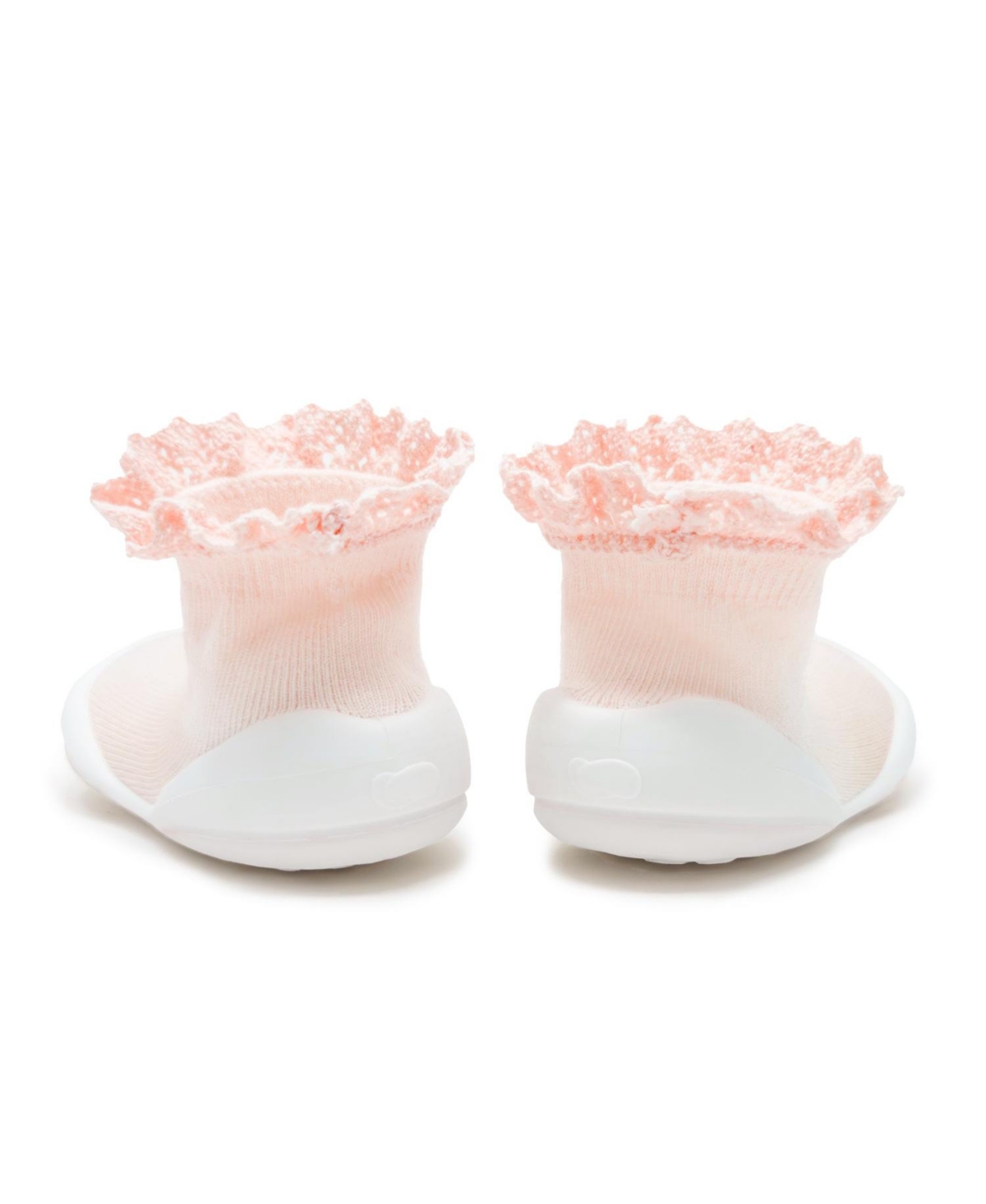 Komuello Baby Girls First Walk Sock Shoes Lace Trim Pink