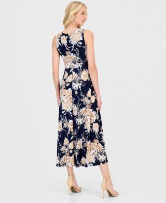 Petite Floral Keyhole-Neck Maxi Dress