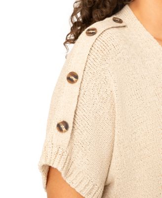 Plus Size Button Shoulder Flyaway Open Front Cardigan