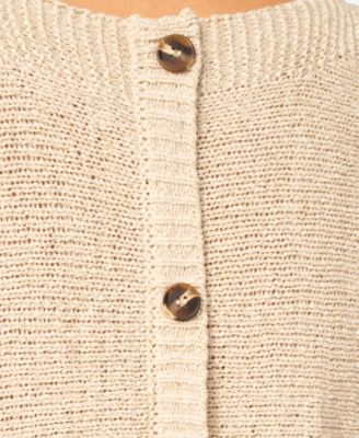 Plus Size Button Back Tape Yarn Short-Sleeve Knit Sweater