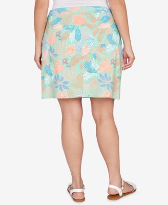Plus Size Printed Tech Stretch Pull On Skort