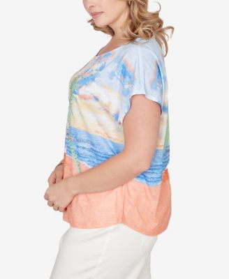 Plus Size Printed Scoop Neck Top