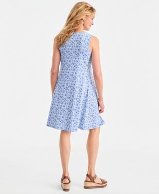 Women's Printed Lace-Up Sleeveless Dress