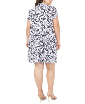 Plus Size Collared Neck Short-Sleeve Dress