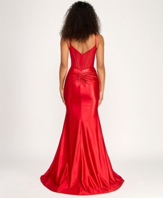 Juniors' Spaghetti Straps Sweetheart Neck Gown