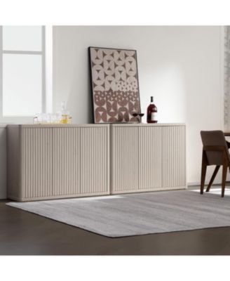 Fluted Sideboard Buffet Cabinet, 46in Wide Cupboard Coffee Bar Console Table Credenza with 3Doors Storage