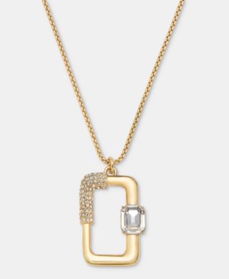 Crystal Link Pendant Necklace, 34" + 3" extender