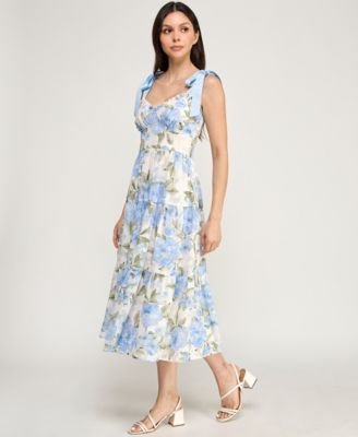 Juniors' Tie-Shoulder Ruffle Bust Midi Dress