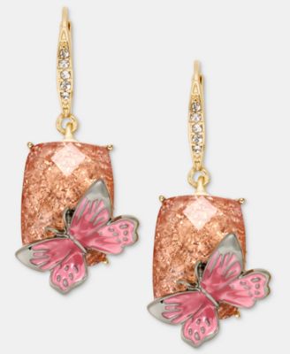 Mixed Stone Butterfly Drop Earrings
