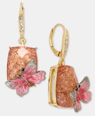 Mixed Stone Butterfly Drop Earrings