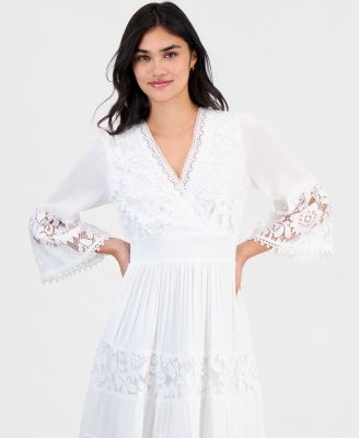 Petite Lace-Combo 3/4-Sleeve Dress