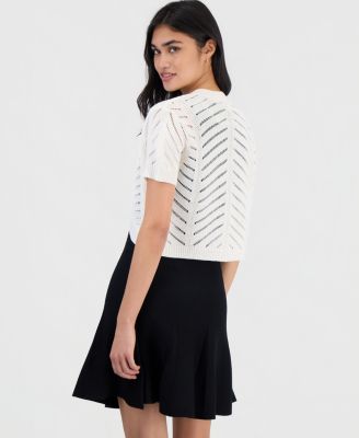 Petite Open-Knit Stripe Bolero Shrug