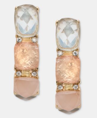 Small Crystal & Stone Huggie Hoop Earrings, 1"