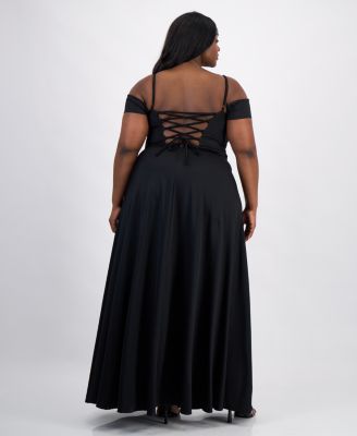Trendy Plus Size Satin Off-The-Shoulder Gown