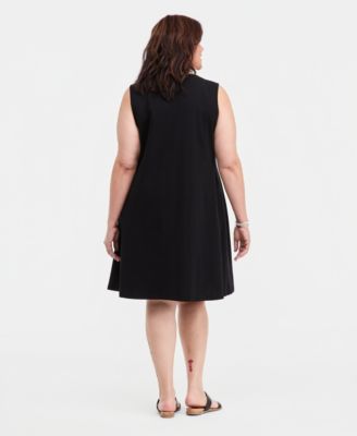 Plus Size Solid Lace-Up Dress