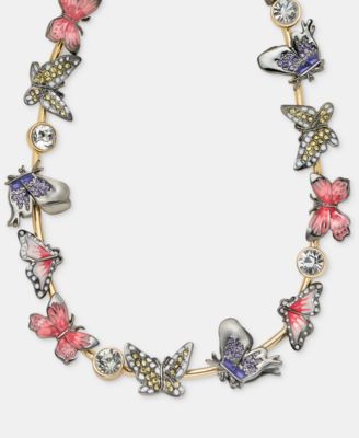 Crystal Butterfly Collar Necklace, 16" + 3" extender